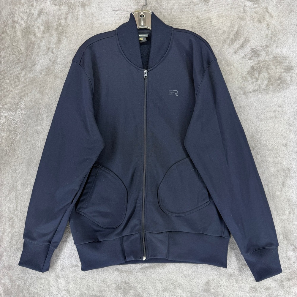 G-Star Raw Thundervest Jacket Mens XXL Blue Full Zip Bomber Raw Denim 3301 Logo